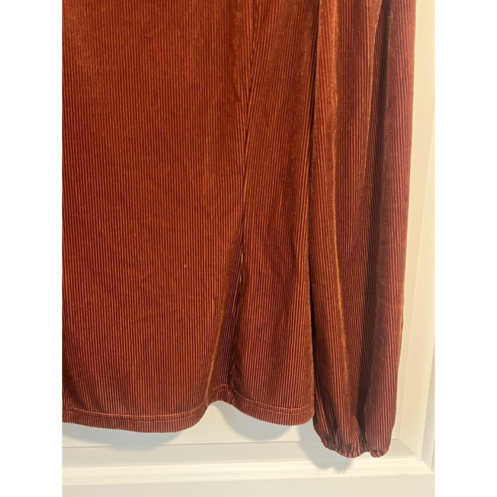 Beaudrm Blouse Womens Small Burnt Orange Square Neck Ribbed - Picture 5 of 9